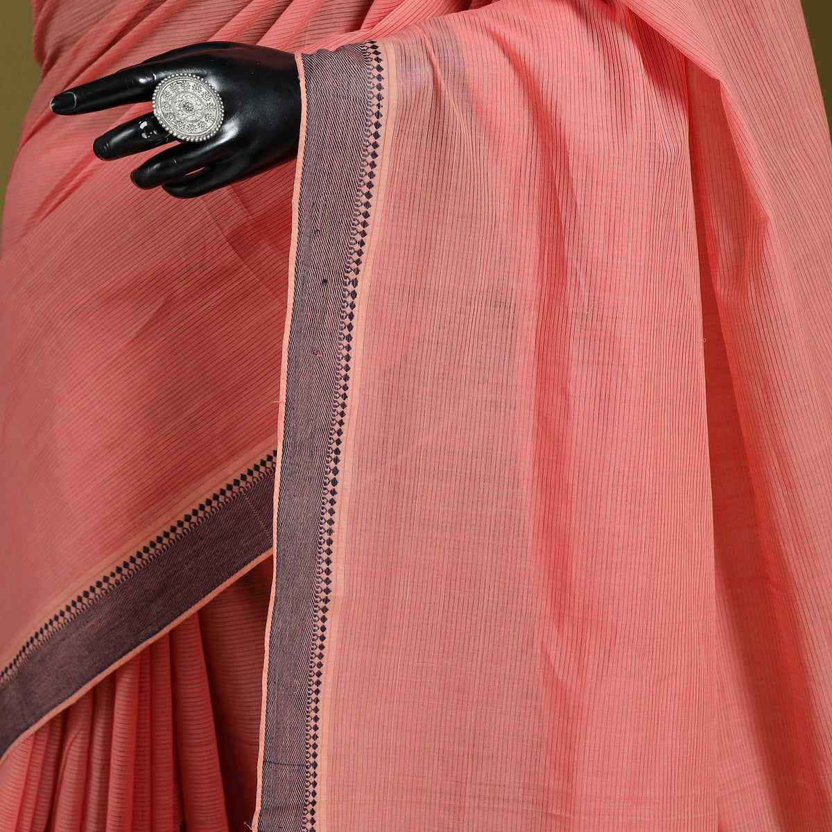 Peach - Handloom Cotton Thread Border Mangalagiri Saree 19