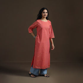 Mangalagiri Pure Handwoven Cotton Mirror Work Straight Kurta for women 17