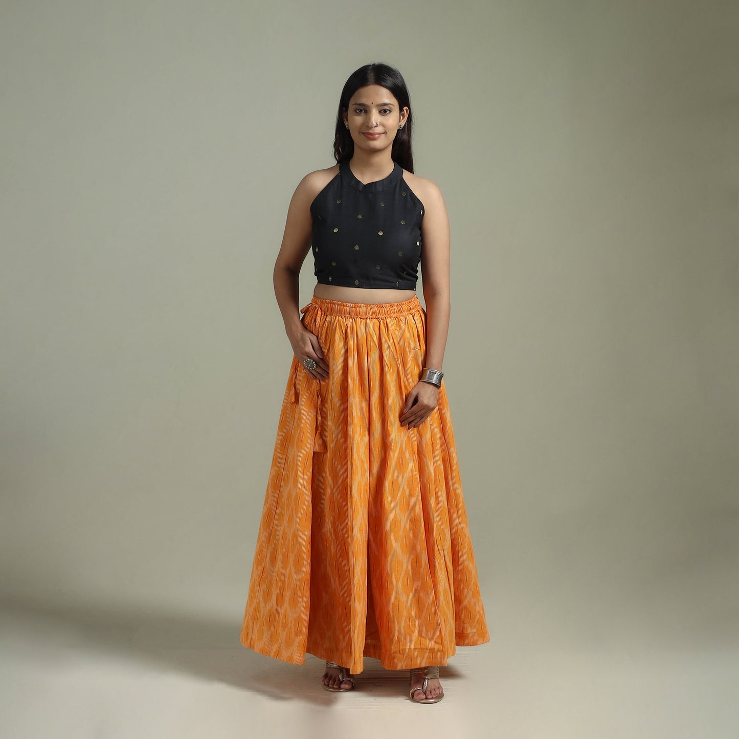 Pochampally Ikat 24 Kali Cotton Long Skirt 13