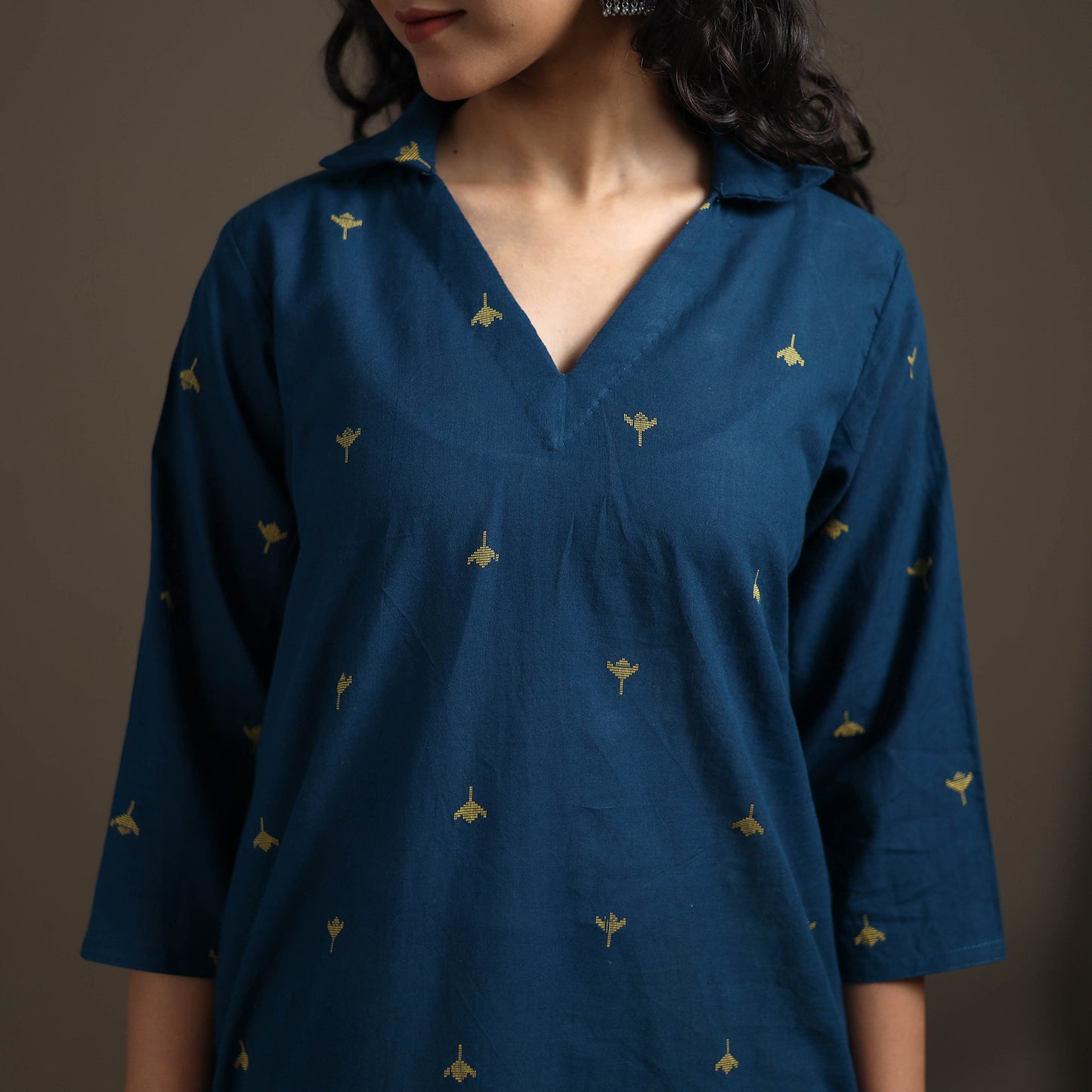 Jacquard Cotton Straight Long Kurta for Women 21