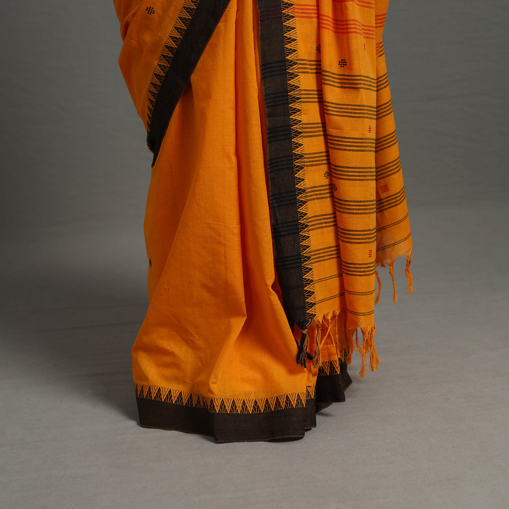 Orange - Bengal Handwoven Cotton Buti Begampuri Saree 13