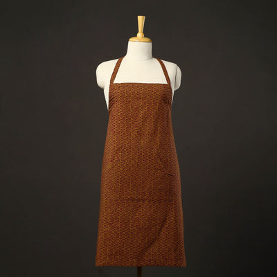 Brown - bagh cotton apron with pocket 28 - handcrafted