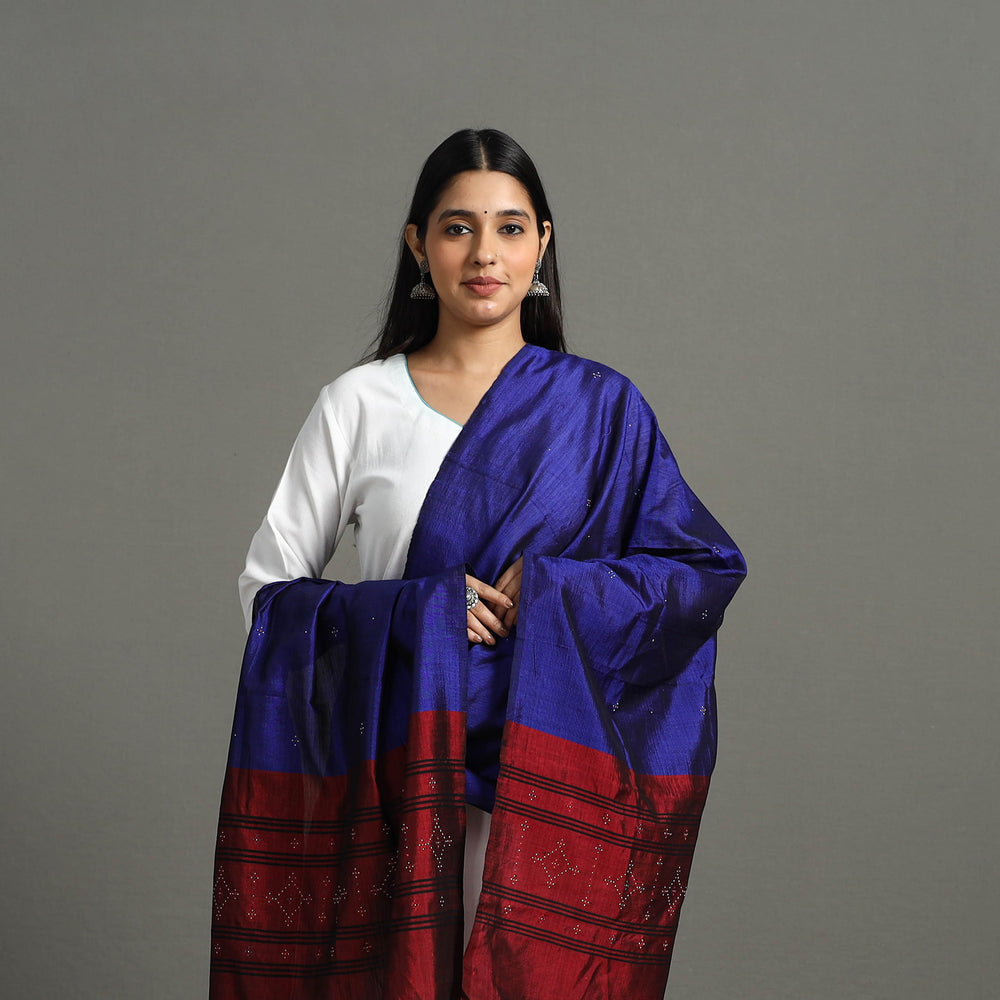 Handwoven Silk Cotton Tangaliya Work Dupatta with Tassels 63