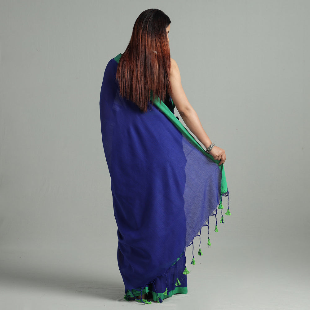 Blue - Phulia Bengal Handloom Mul Cotton Saree 49