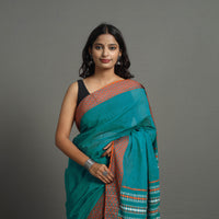 Blue - Bengal Handwoven Cotton Begampuri Saree 14