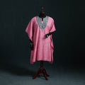 Pink - Kashmiri Kashida Hand Embroidered Cotton Kaftan (Medium) 13