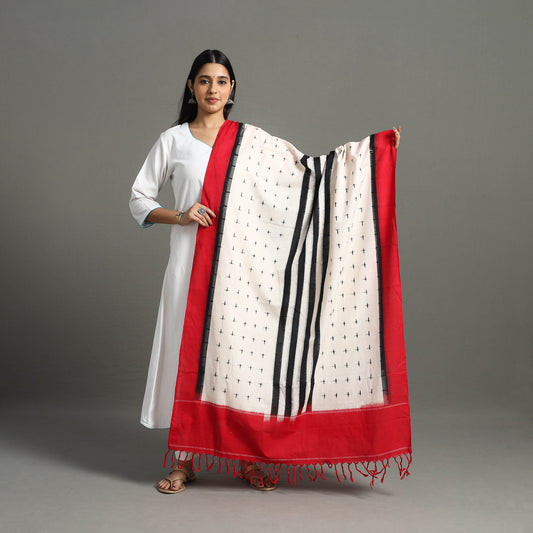 Handloom Cotton Pochampally Ikat Dupatta with Tassels 51