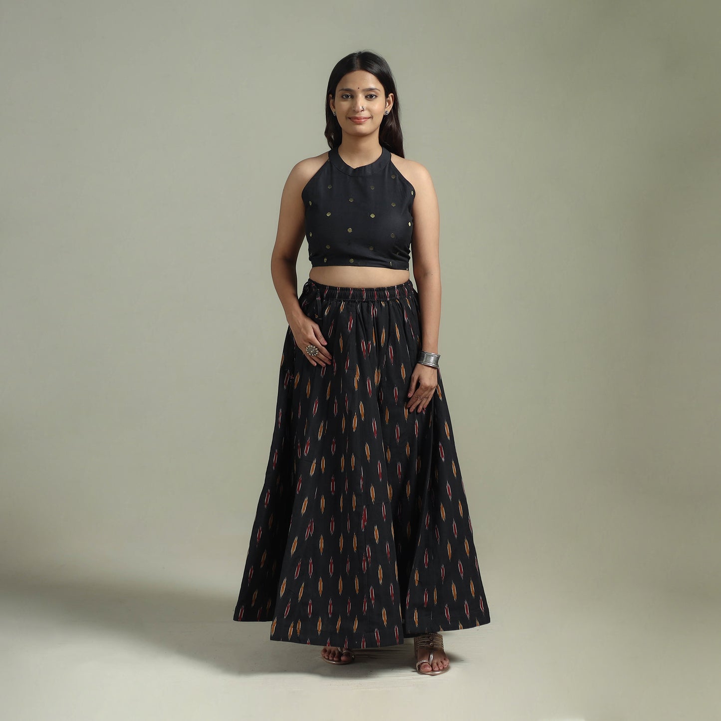 Pochampally Ikat 24 Kali Cotton Long Skirt 14
