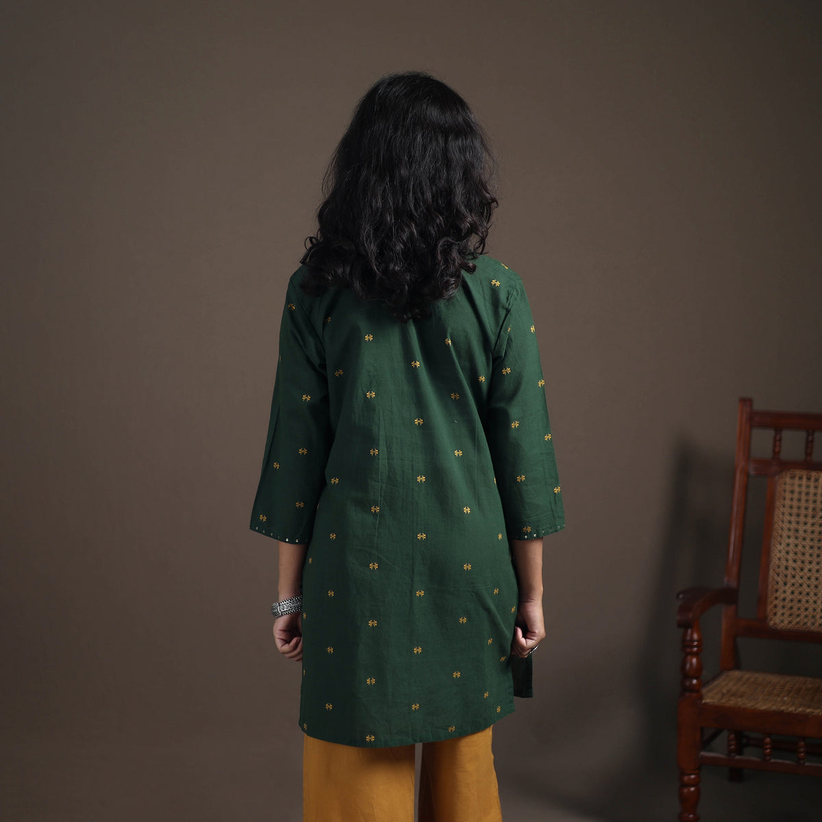 Sequin Work Jacquard Cotton Short Kurta for Women 23