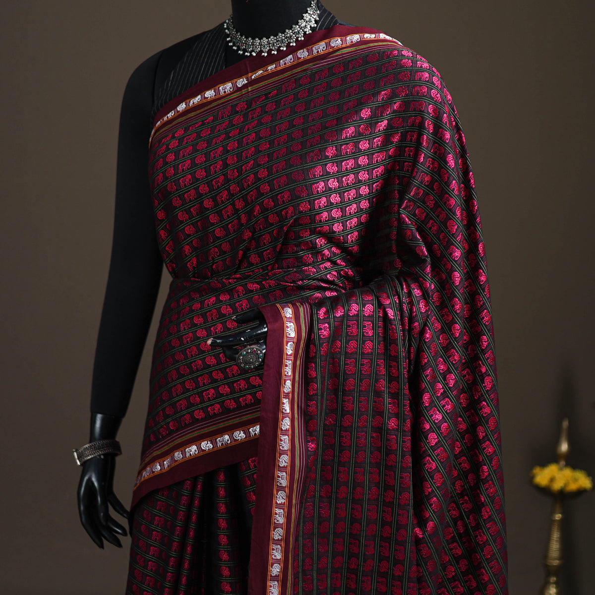 Mercerised Cotton Silk Khun Saree with Blouse Piece 09
