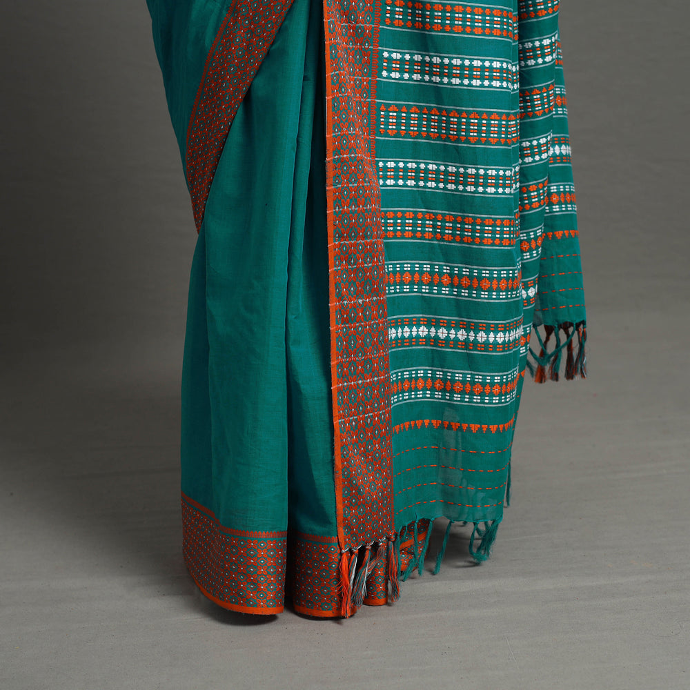 Blue - Bengal Handwoven Cotton Begampuri Saree 14