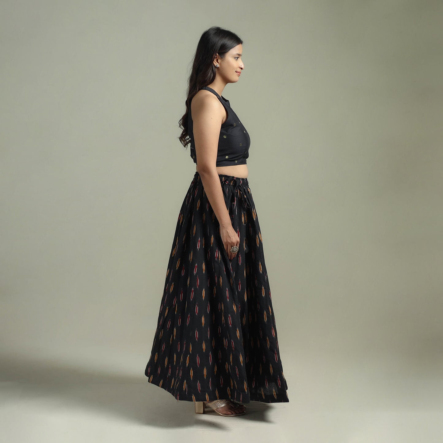 Pochampally Ikat 24 Kali Cotton Long Skirt 14