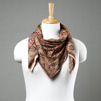 Orange - Pedana Kalamkari Block Printed Natural Dyed Cotton Scarf 94