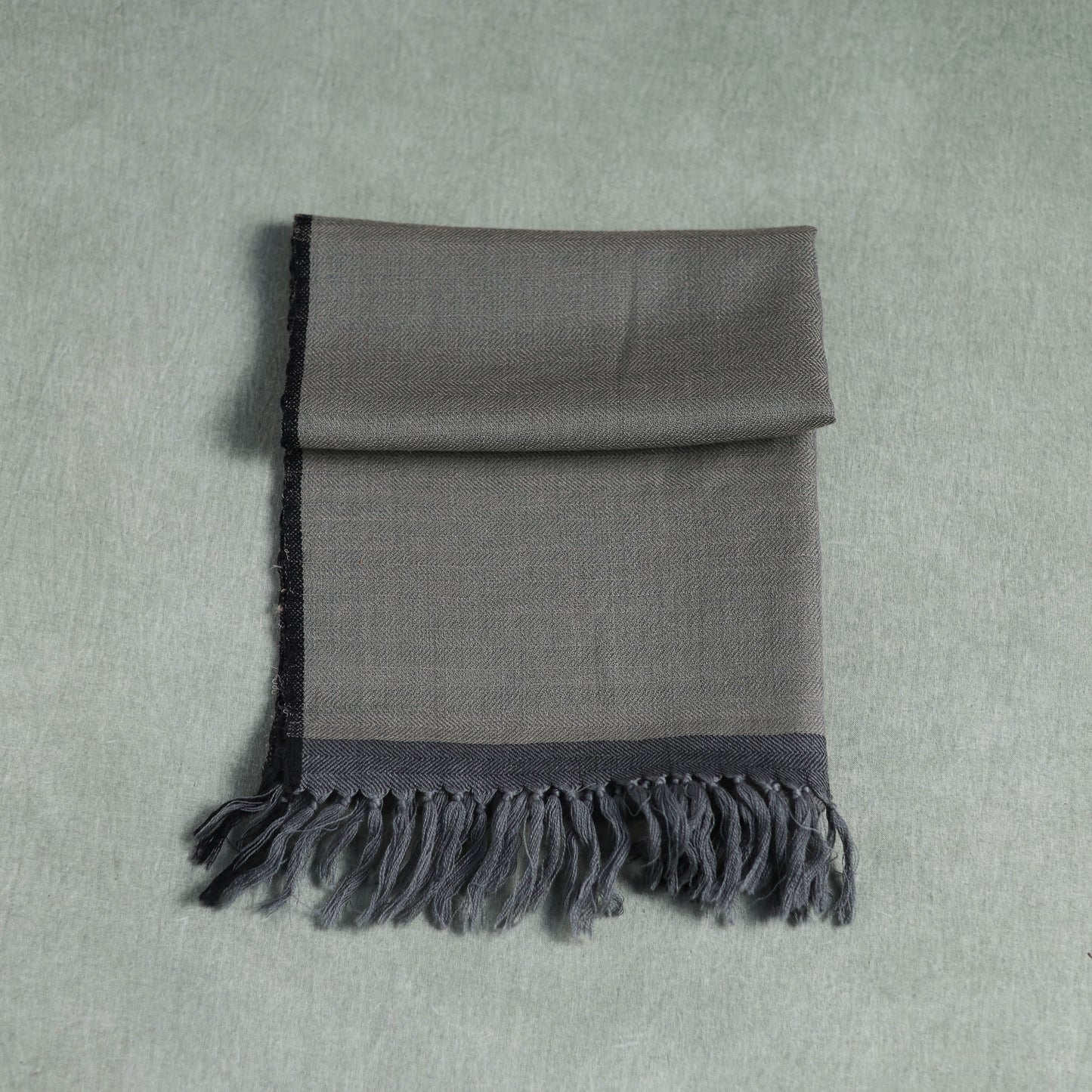Grey - Kumaun Handwoven Pure Merino Wool Scarf 203