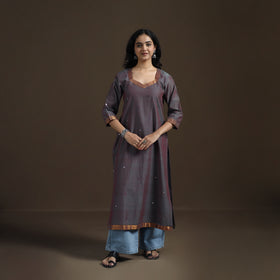 Mangalagiri Pure Handwoven Cotton Mirror Work Straight Kurta for women 03