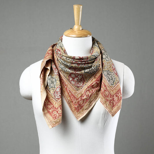 Multicolor - Pedana Kalamkari Block Printed Natural Dyed Cotton Scarf 95