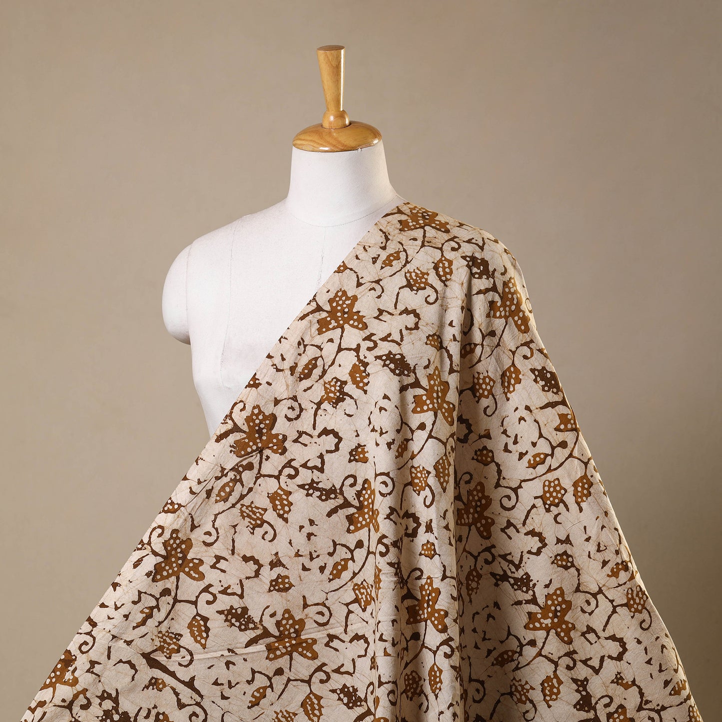 Beige - Kutch Batik Print Cotton Fabric 82