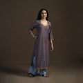 Grey - Mangalagiri Pure Handwoven Cotton Mirror Work Straight Long Kurta for women 03