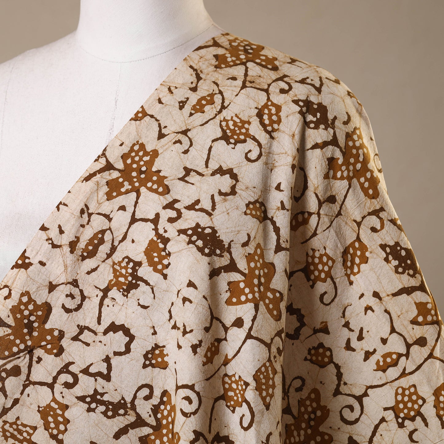 Beige - Kutch Batik Print Cotton Fabric 82