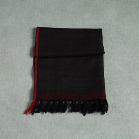 Black - Kumaun Handwoven Pure Merino Wool Scarf 200