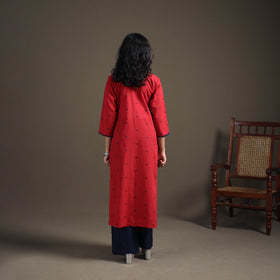 Hand Embroidered Jacquard Cotton Straight Long Kurta for Women 11