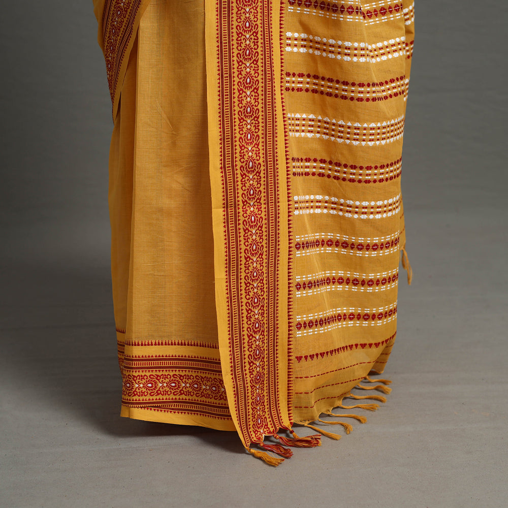 Yellow - Bengal Handwoven Cotton Begampuri Saree 15