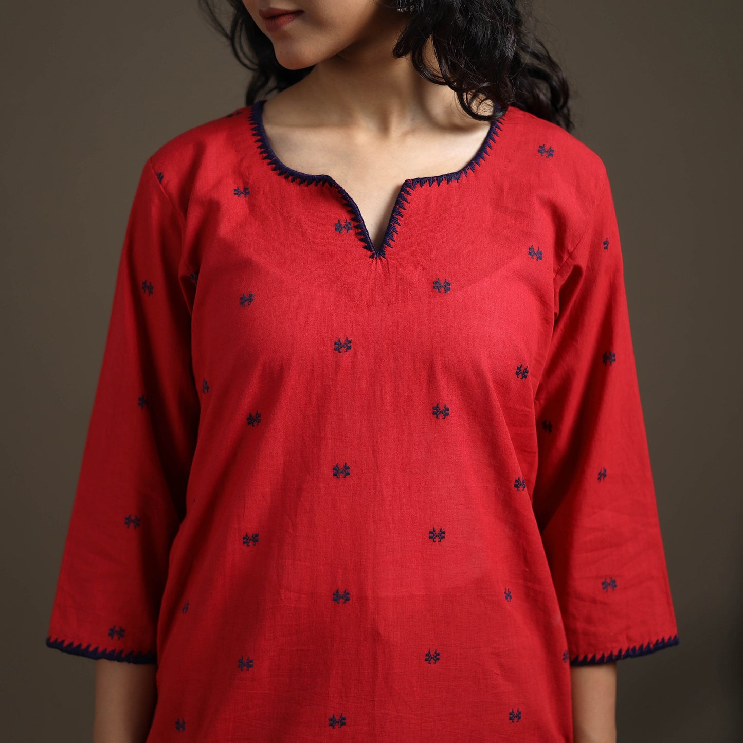 Hand Embroidered Jacquard Cotton Straight Long Kurta for Women 11