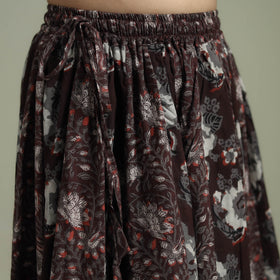 Bagru Hand Block Print 24 Kali Patchwork Natural Dyed Cotton Long Skirt 15