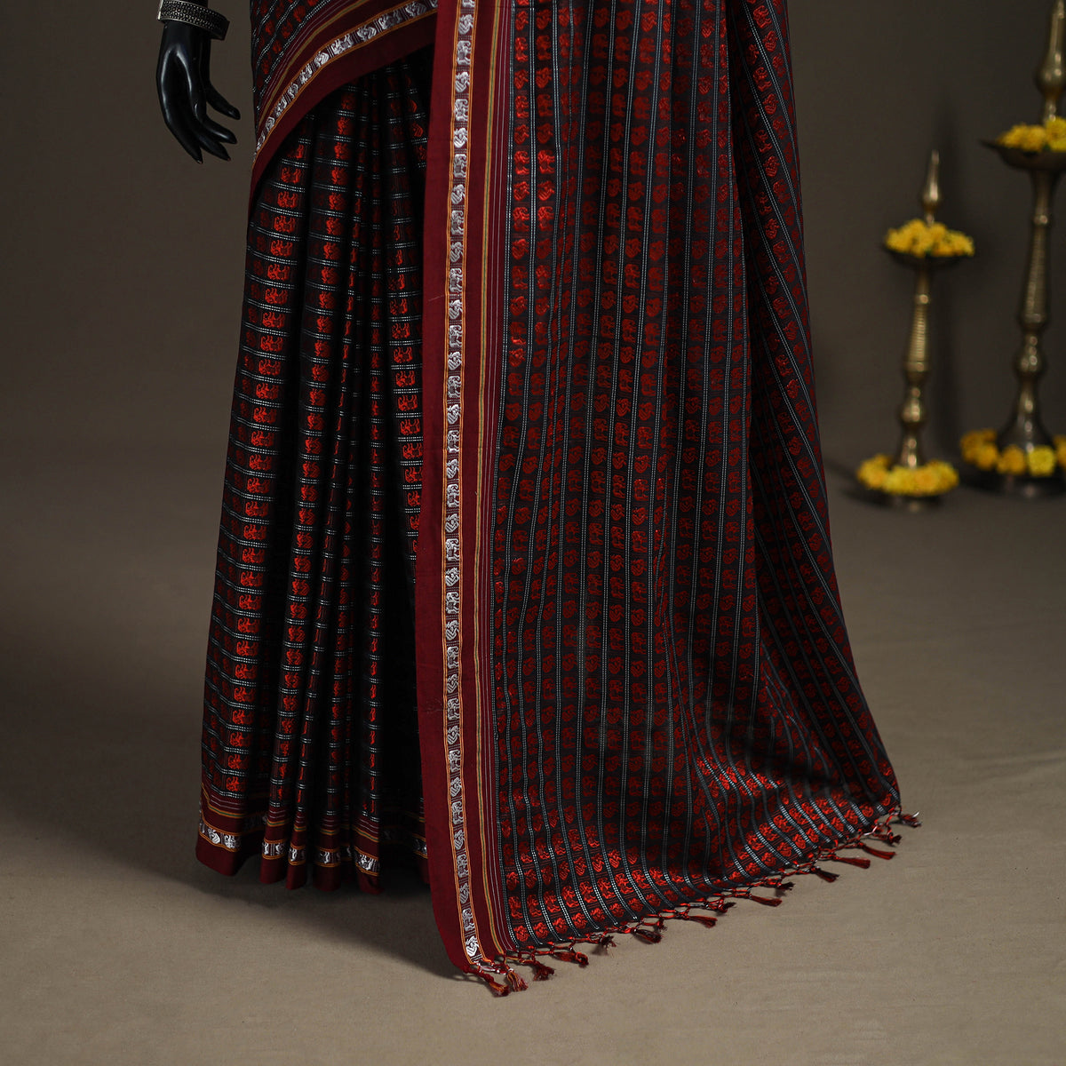 Mercerised Cotton Silk Khun Saree with Blouse Piece 10