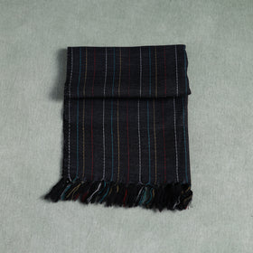 Black - Kumaun Handwoven Pure Merino Wool Scarf 198