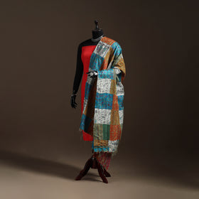 Bengal Hand Embroidery Patchwork Reversible Silk Kantha Dupatta 63