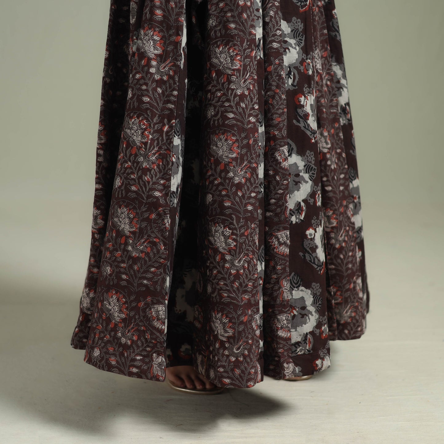 Bagru Hand Block Print 24 Kali Patchwork Natural Dyed Cotton Long Skirt 15