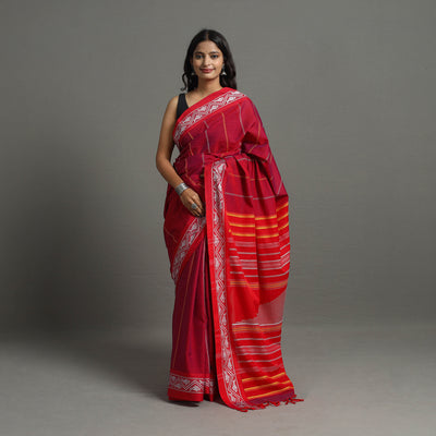 Pink - Bengal Handwoven Cotton Begampuri Saree 16