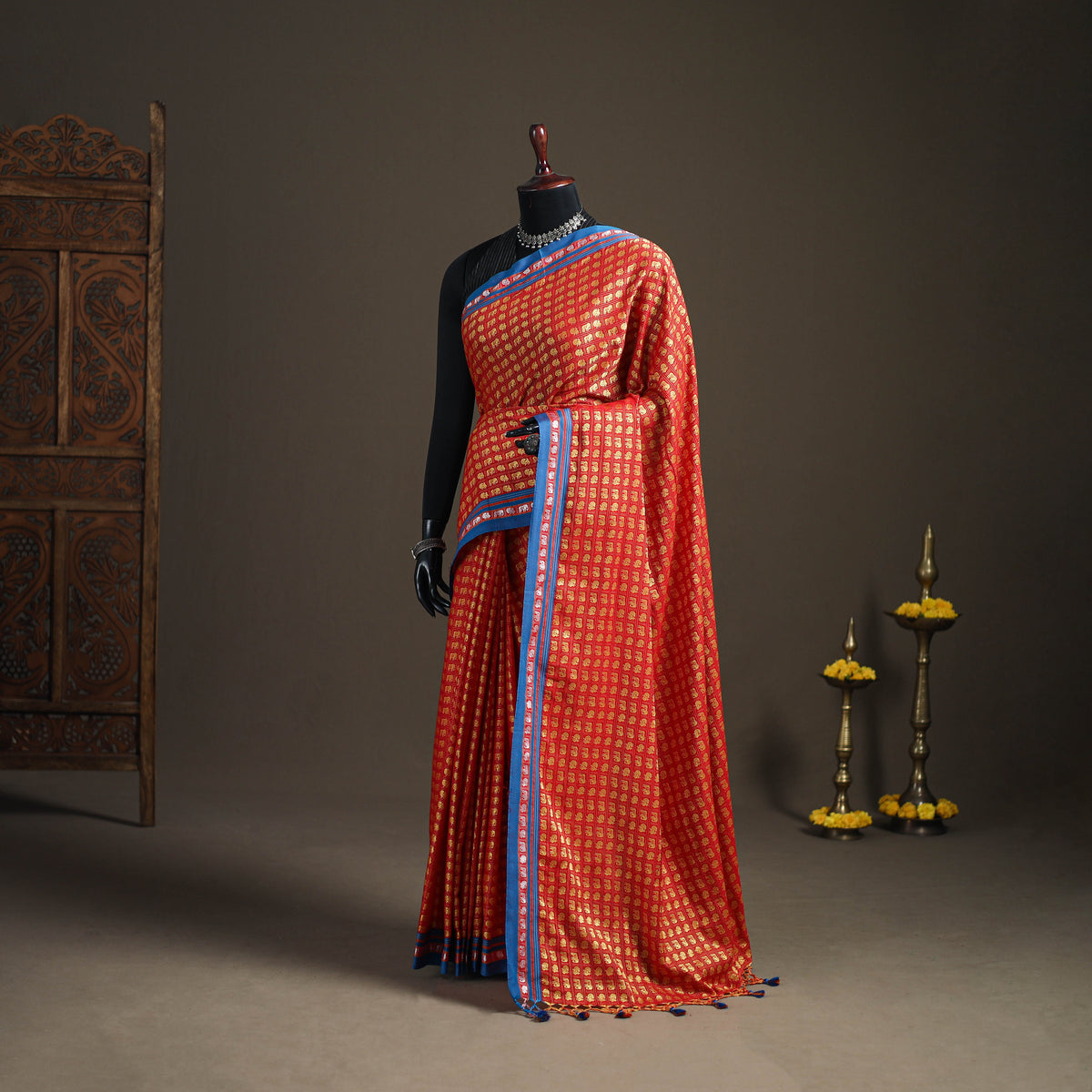 Mercerised Cotton Silk Khun Saree with Blouse Piece 11