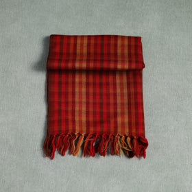 Red - Kumaun Handwoven Pure Merino Wool Scarf 195