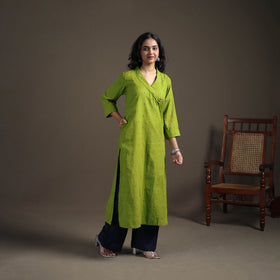 Jacquard Cotton Straight Long Kurta for Women 16