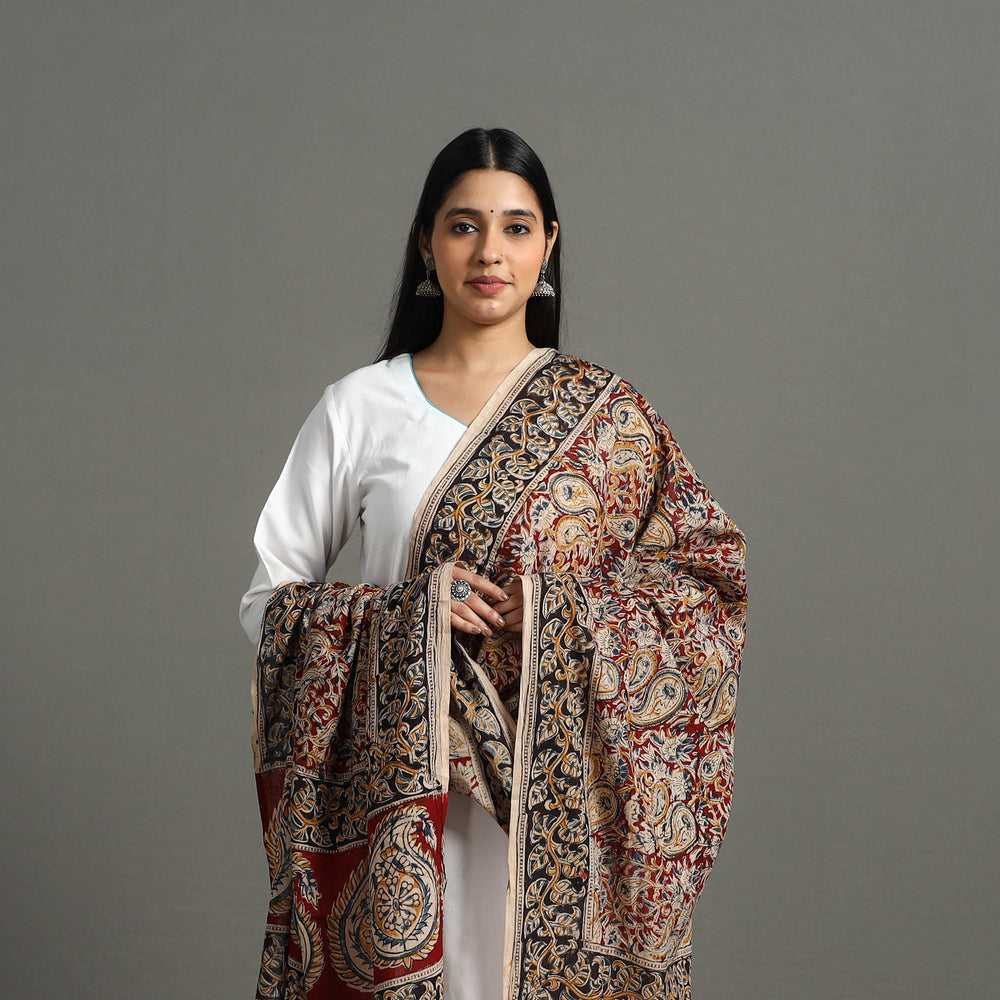 Block print Cotton Kalamkari Dupatta 43