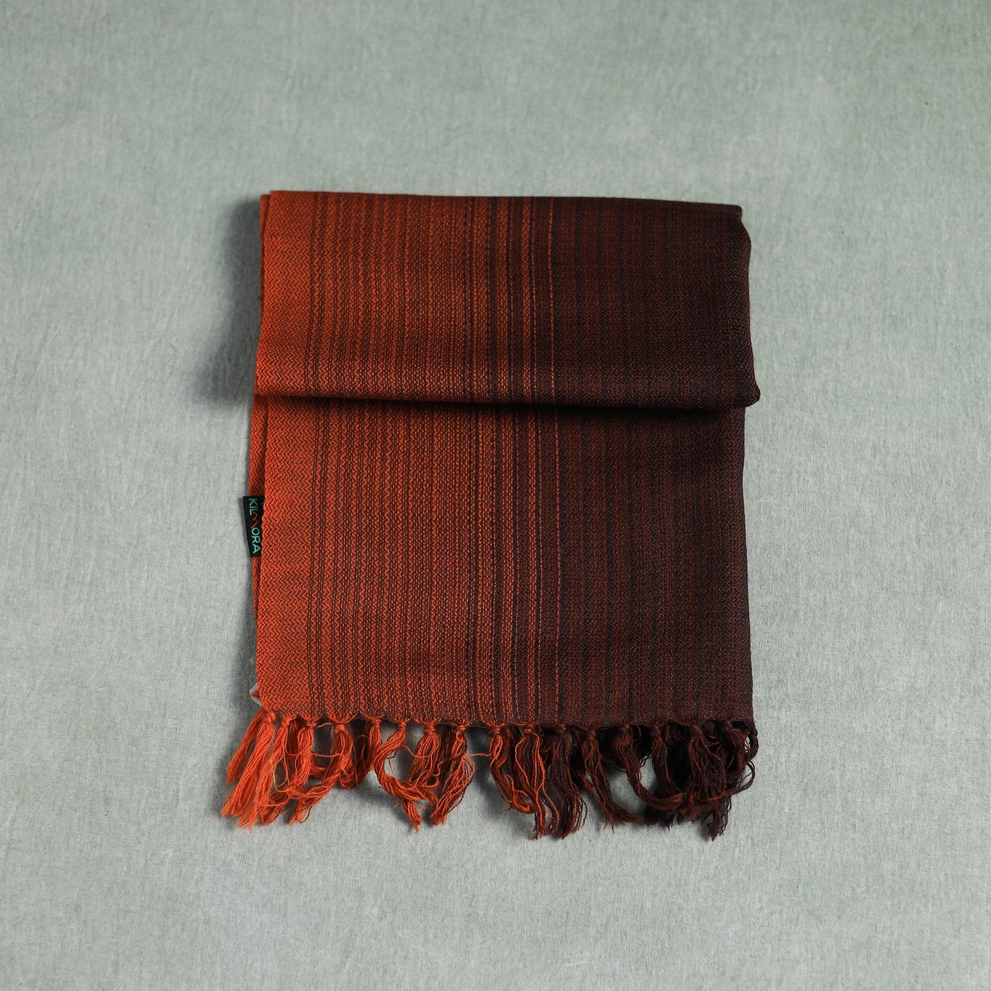 Brown - Kumaun Handwoven Pure Merino Wool Scarf 194
