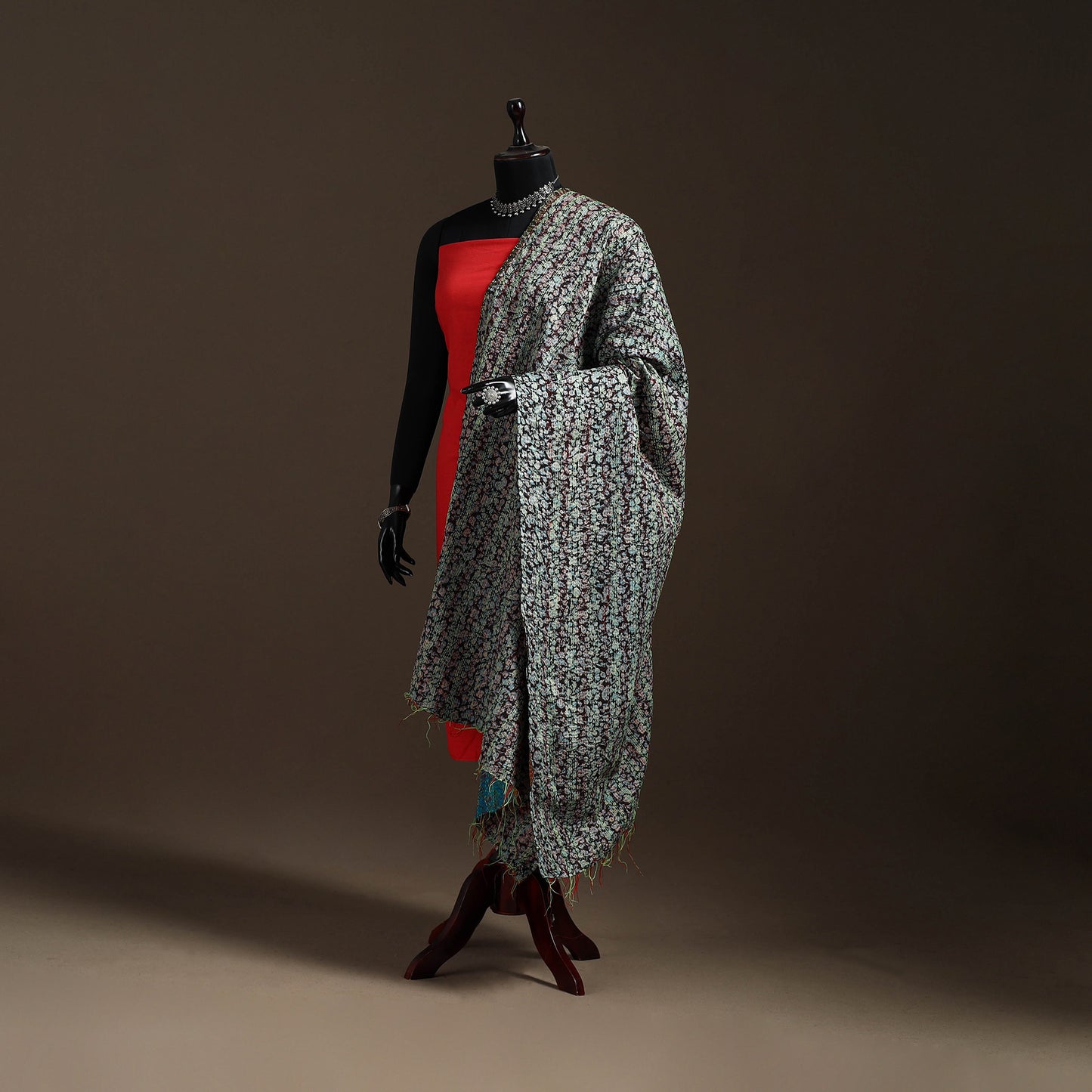 Bengal Hand Embroidery Patchwork Reversible Silk Kantha Dupatta 63