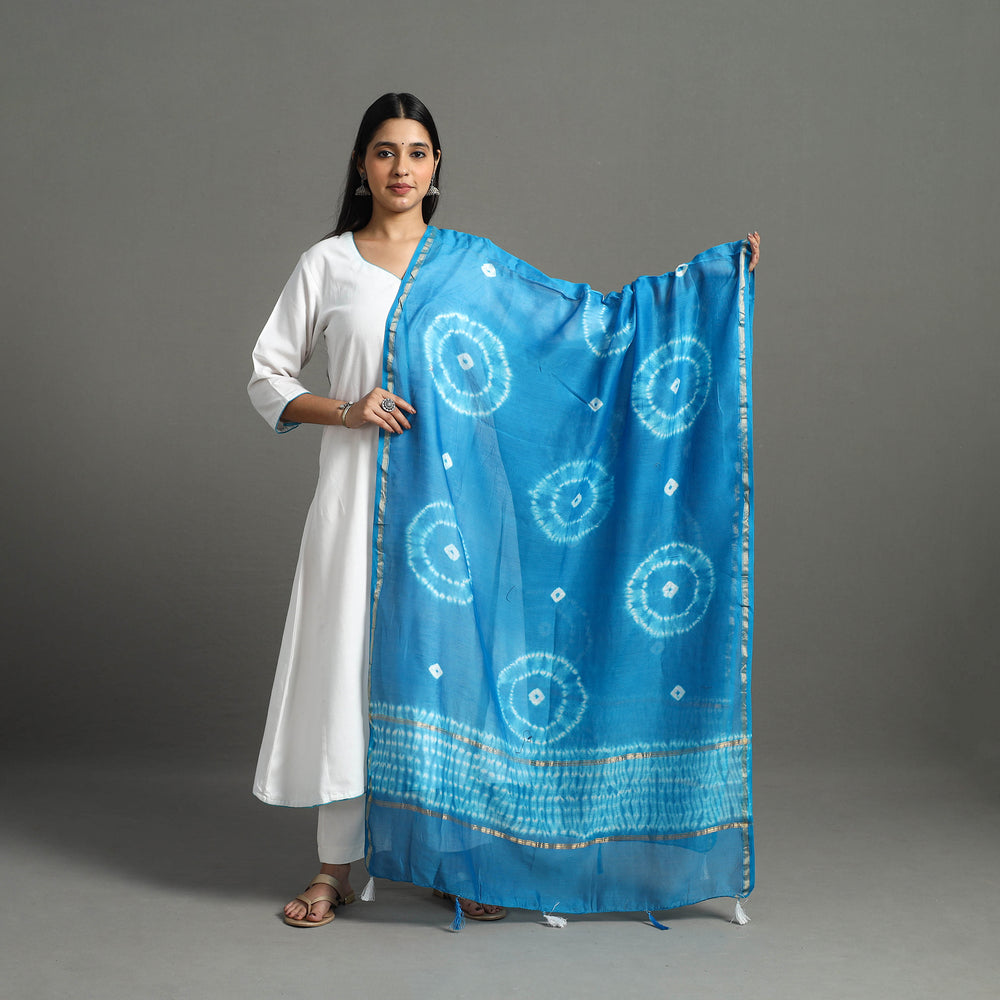 Tie-Dye Cotton Shibori Dupatta with Tassels 41