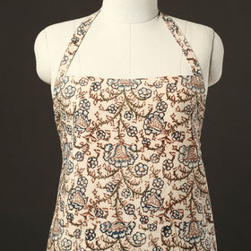 Beige - kalamkari cotton apron with pocket 31 - handcrafted
