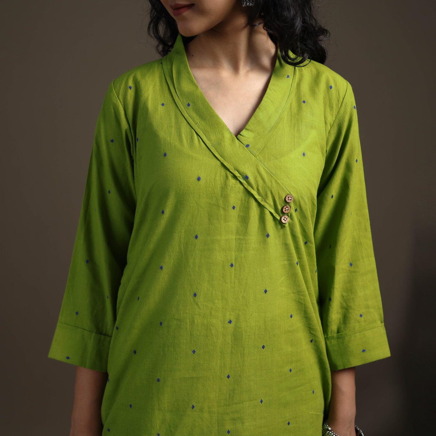 Jacquard Cotton Straight Long Kurta for Women 16