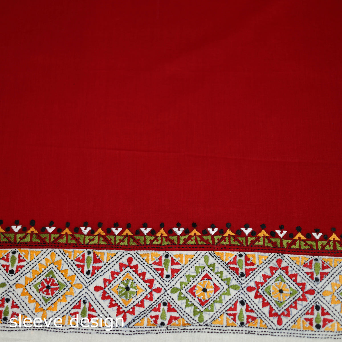 Bengal Kantha Hand Embroidered Cotton Blouse Piece 03