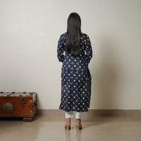 Navy Blue - Tie & dye Cotton Straight Bandhani Kurta 05