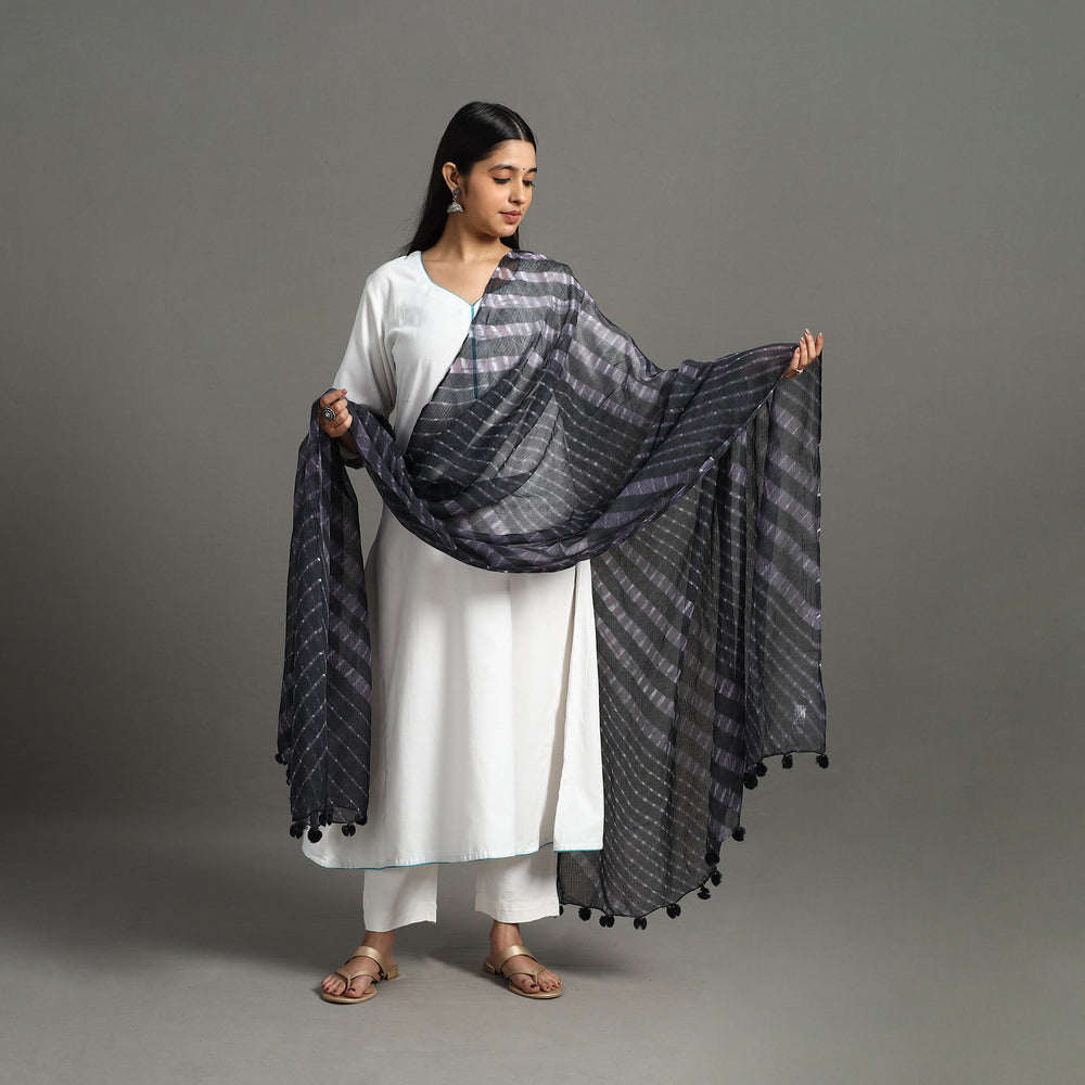 Tie-Dye Kota Doria Cotton Leheriya Dupatta with Tassels 59