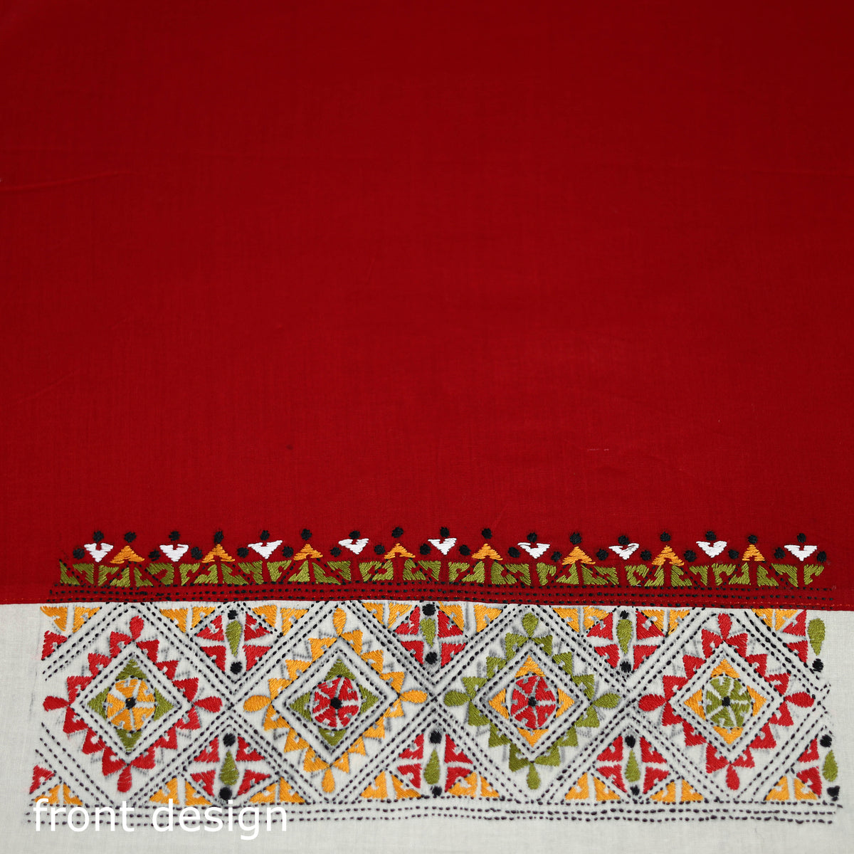 Bengal Kantha Hand Embroidered Cotton Blouse Piece 03
