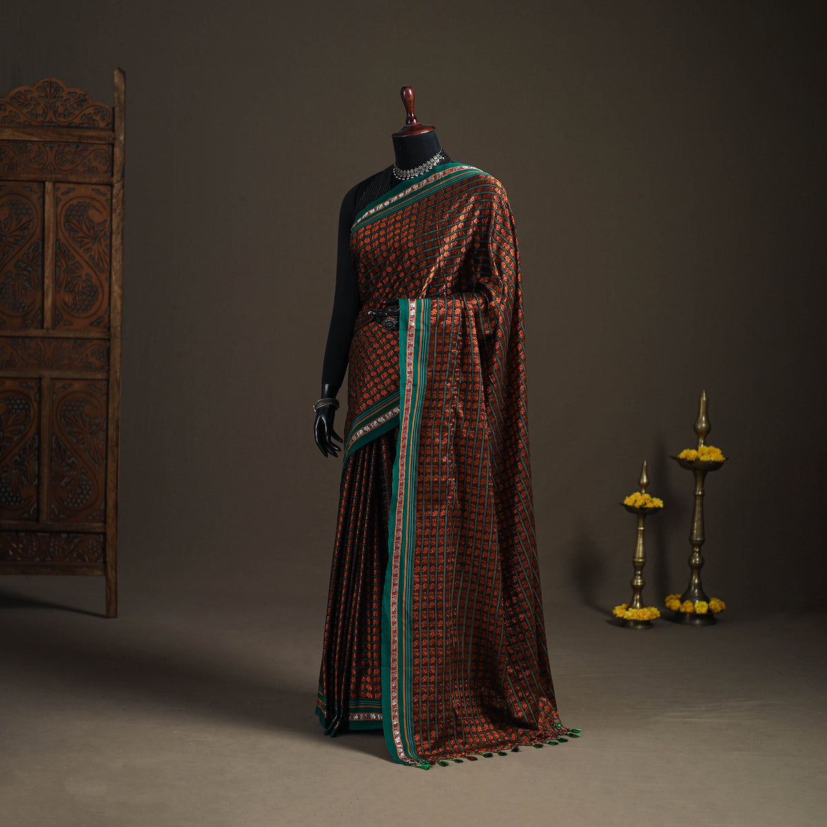 Mercerised Cotton Silk Khun Saree with Blouse Piece 12