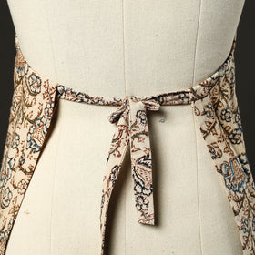 Beige - kalamkari cotton apron with pocket 31 - handcrafted