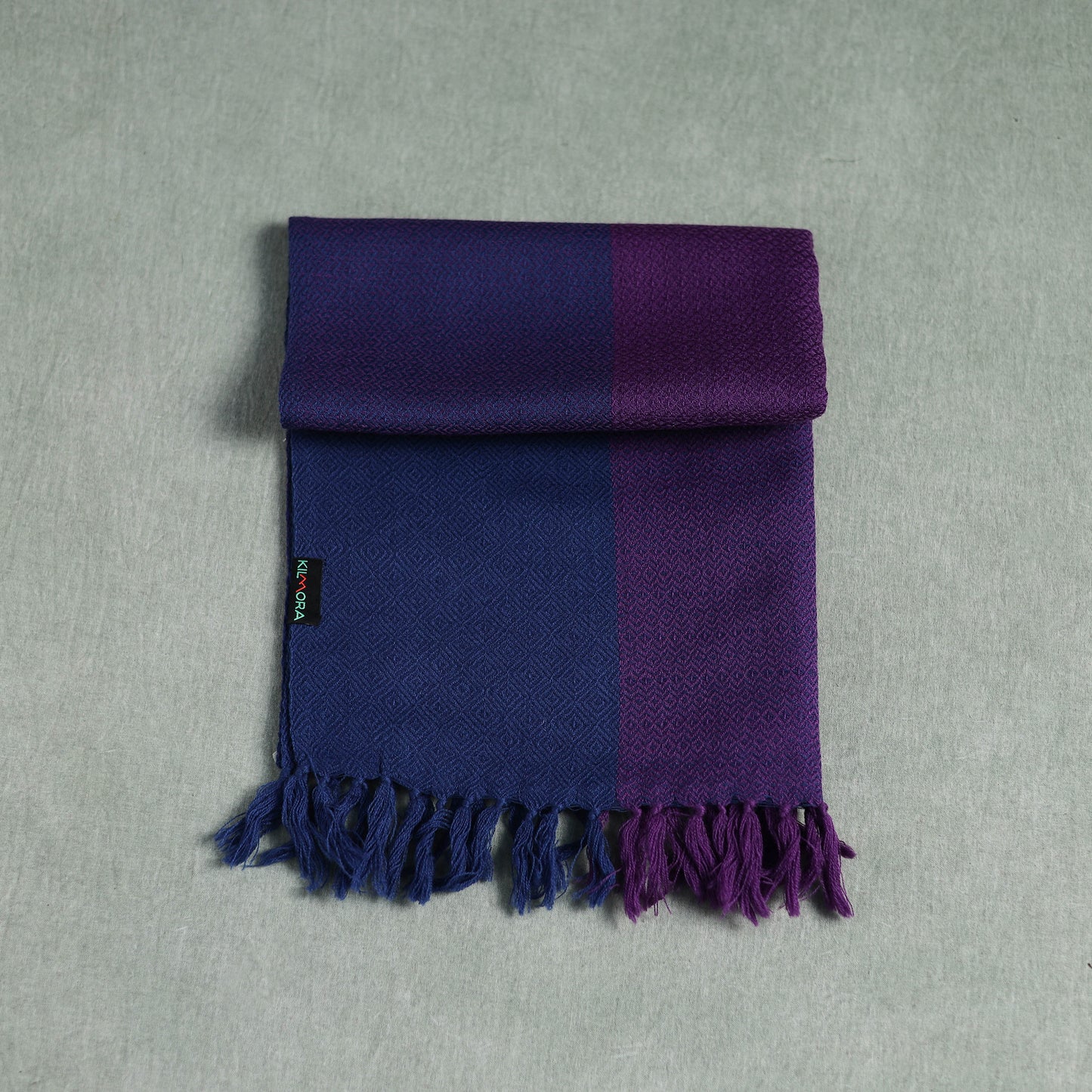 Blue - Kumaun Handwoven Pure Merino Wool Scarf 190