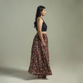 Bagru Hand Block Print 24 Kali Patchwork Natural Dyed Cotton Long Skirt 17